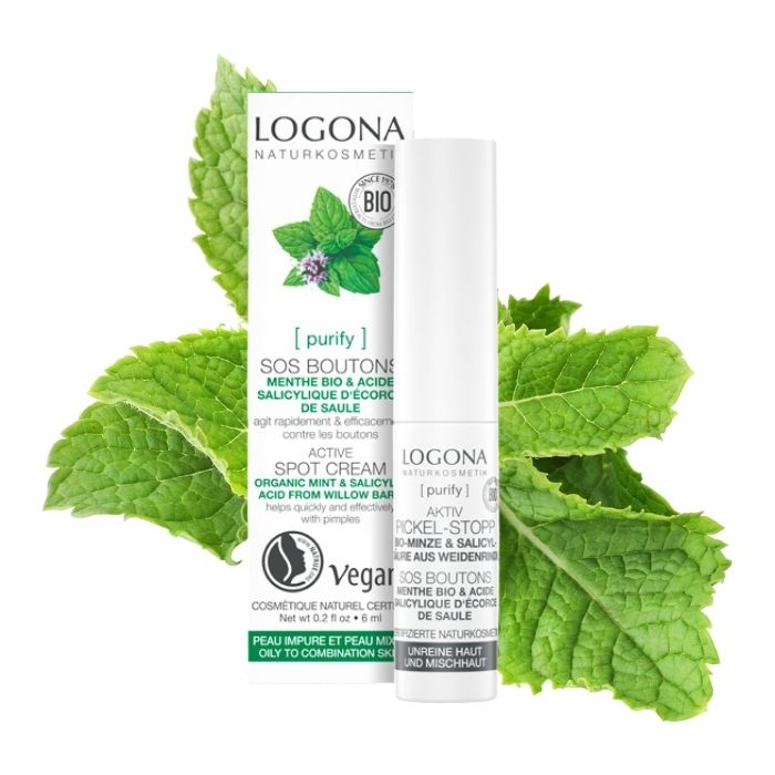 Stick SOS stop granos, cómo eliminar los granos con la rutina facial purificante Logona con menta